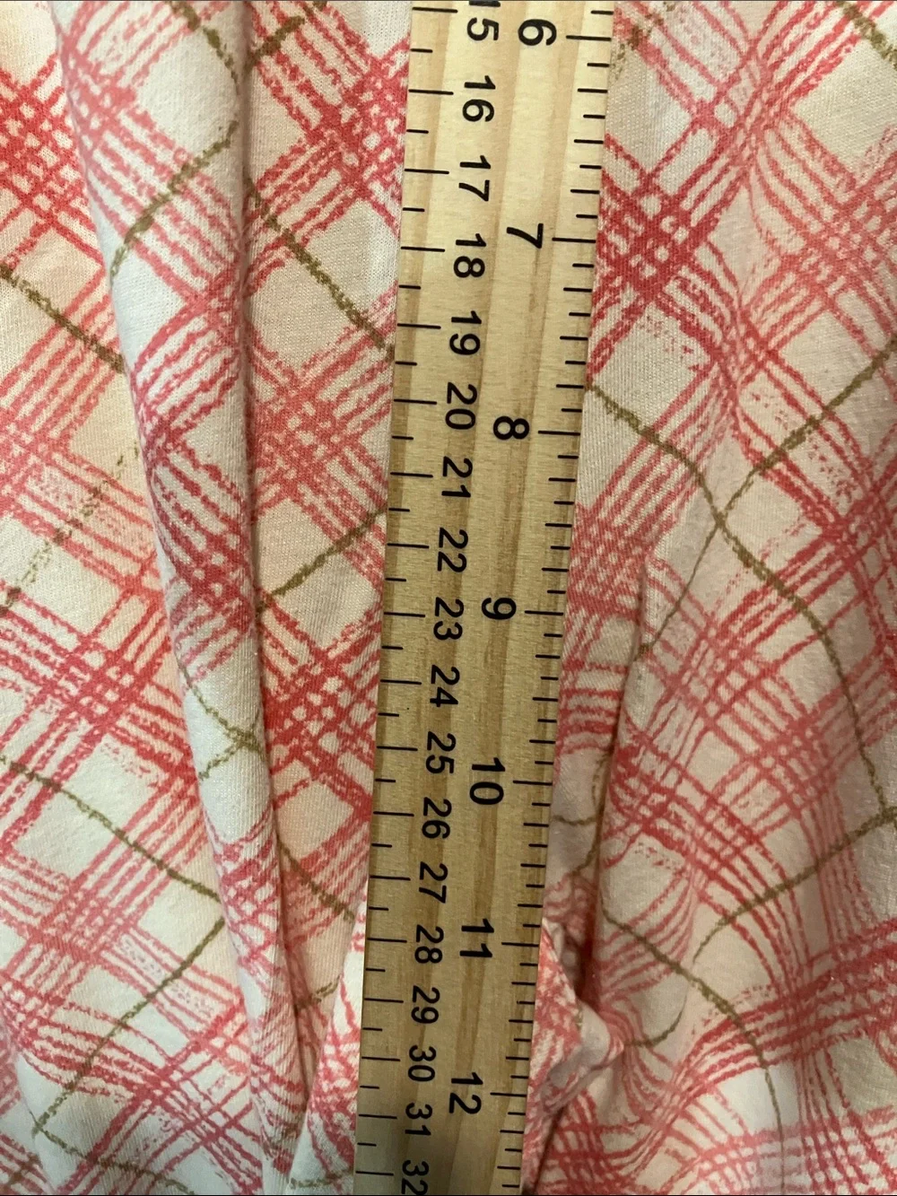 HUE Coral and Cream Plaid Drawstring Shorts